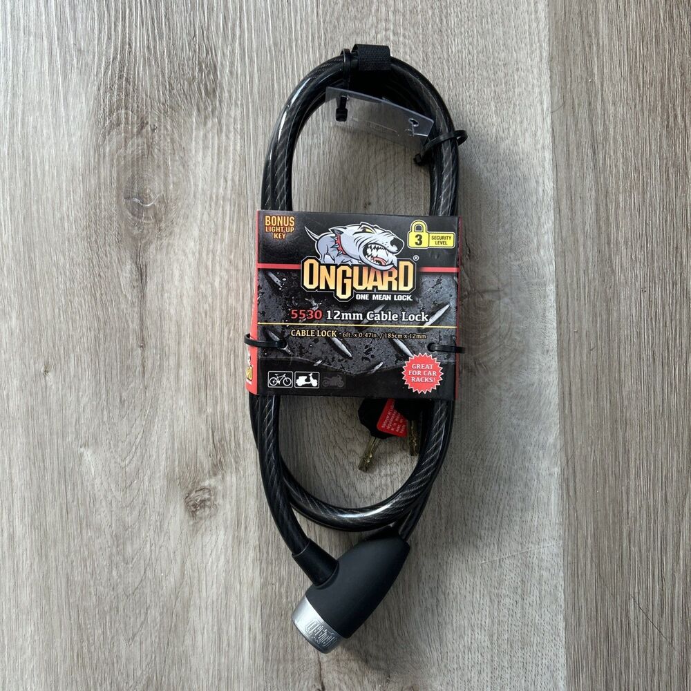 Onguard Bicycle Bike Lock Level 3 Security Cable 12mm with Keys 5530 NEW